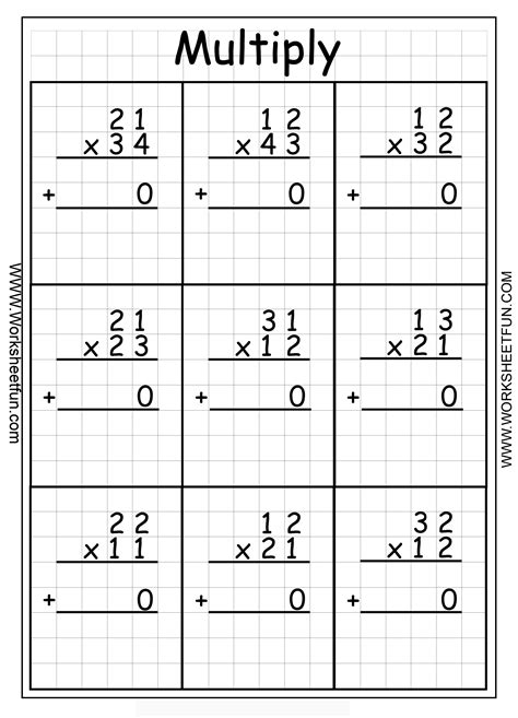 Free Multiplication Worksheet – 2 Digit by 1 Digit.